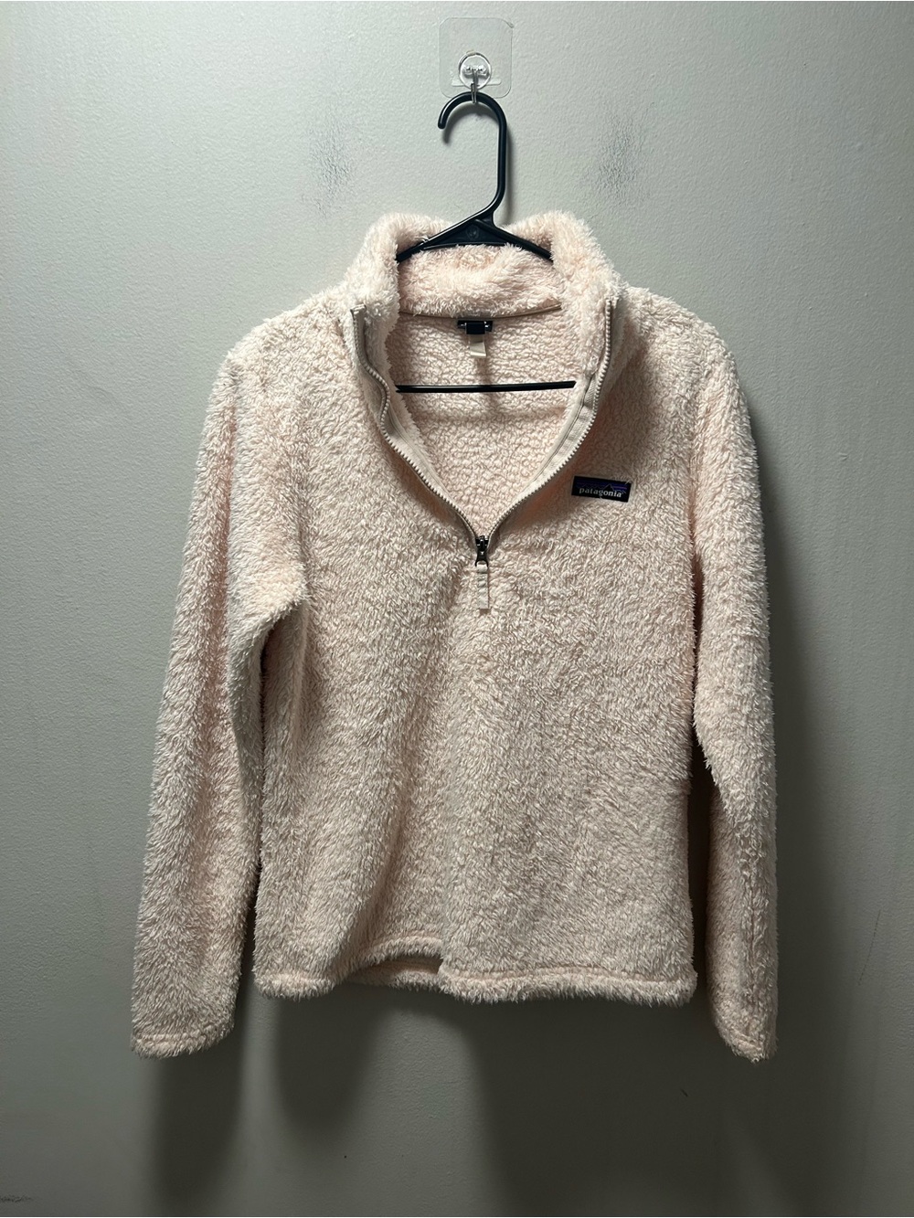 Patagonia Cream Fuzzy Quarter-Zip Teddy Pullover